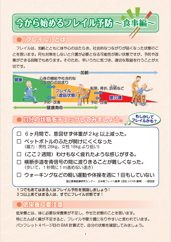 今から始めるフレイル予防〜食事編〜パンフレットイメージ