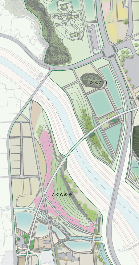 だんご山、さくらの丘の地図