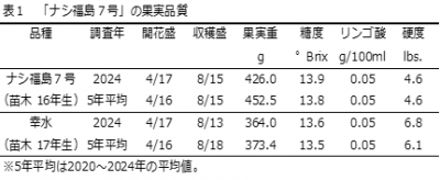 ナシ福島7号品質