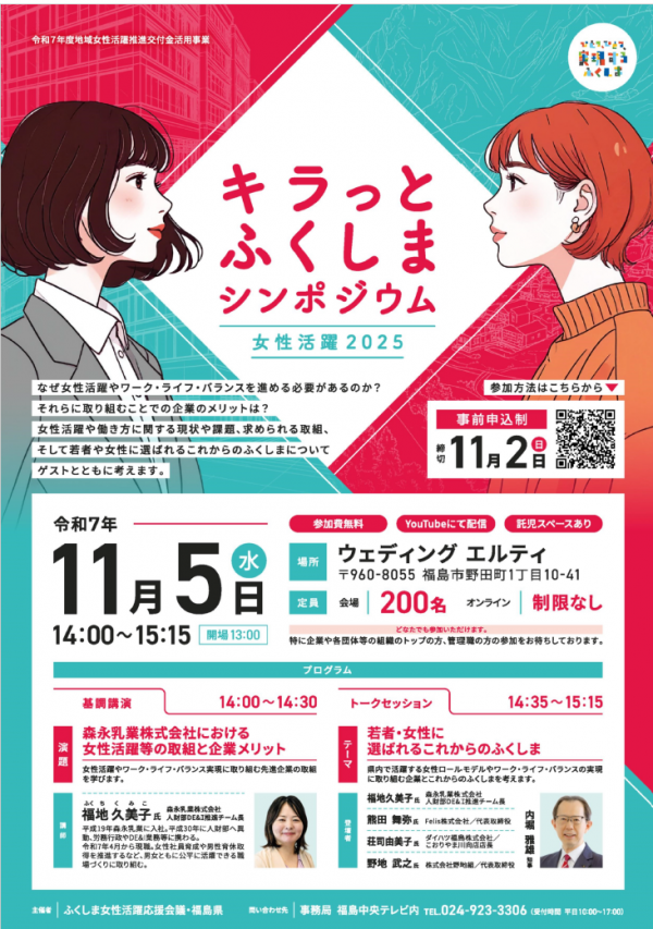 ポスター「キラっとふくしまシンポジウムー女性活躍2025ー」